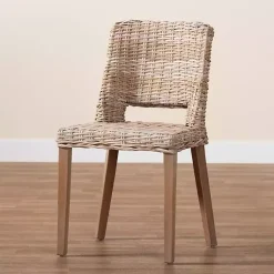 Kirklands Home Dining Chairs|Natural Rattan Cutout Back Dining Chair Brown