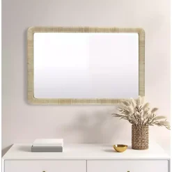 Kirklands Home Decorative Mirrors|Natural Rattan Frame Rectangle Wall Mirror