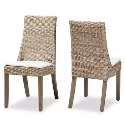 Kirklands Home Dining Chairs|Natural Rattan High Back Dining Chairs, Set of 2 Brown
