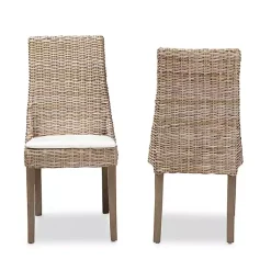 Kirklands Home Dining Chairs|Natural Rattan High Back Dining Chairs, Set of 2 Brown