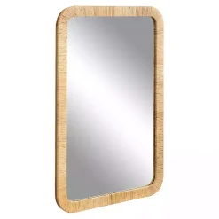 Kirklands Home Decorative Mirrors|Natural Rattan Rounded Rectangle Wall Mirror