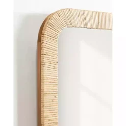 Kirklands Home Decorative Mirrors|Natural Rattan Rounded Rectangle Wall Mirror