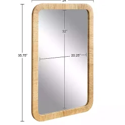 Kirklands Home Decorative Mirrors|Natural Rattan Rounded Rectangle Wall Mirror