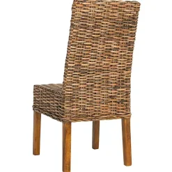 Kirklands Home Dining Chairs|Natural Rattan Wood Woven 2-pc. Dining Chair Set Brown