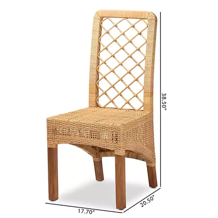 Kirklands Home Dining Chairs|Natural Rat Woven Back Dining Chairs, Set of 2 Tan