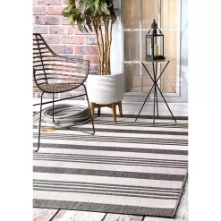 Kirklands Home Outdoor Rugs|Natural Robin Stripe Outdoor Area Rug, 6x9