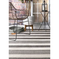 Kirklands Home Outdoor Rugs|Natural Robin Stripe Outdoor Area Rug, 6x9