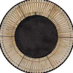 Kirklands Home Decorative Mirrors|Natural Round Slatted Frame Wall Mirror