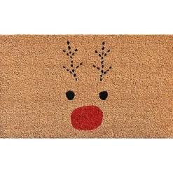 Kirklands Home Doormats|Natural Rudolph Coir and Vinyl Doormat, 29 in. Tan