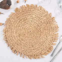 Kirklands Home Table Linens|Natural Rustic Raffia Placemats, Set of 4 Tan