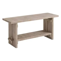 Kirklands Home Benches & Ottomans|Natural Rustic Whitewashed Mango Wood Bench Tan