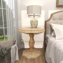 Kirklands Home Accent & End Tables|Natural Rustic Wood Octagon Accent Table