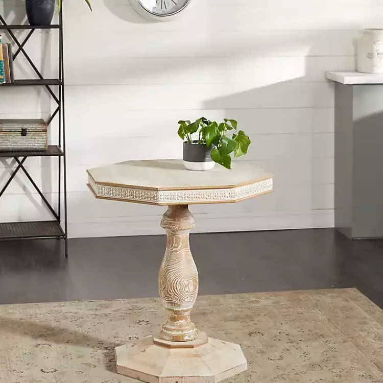 Kirklands Home Accent & End Tables|Natural Rustic Wood Octagon Accent Table