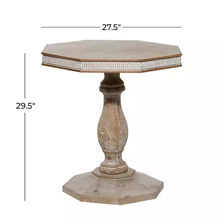 Kirklands Home Accent & End Tables|Natural Rustic Wood Octagon Accent Table