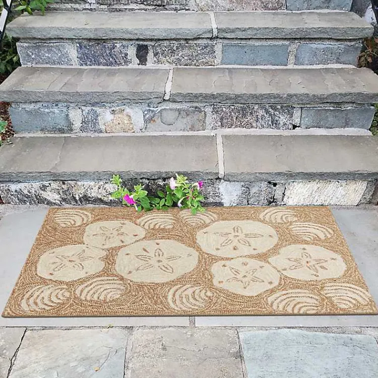 Kirklands Home Outdoor Rugs|Natural Sand Dollar Outdoor Accent Rug