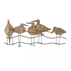 Kirklands Home Wall Plaques|Natural Seagrass and Metal Birds Wall Plaque