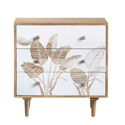 Kirklands Home Cabinets & Sideboards|Natural Seaside Tropical Leaves 3-Drawer Chest