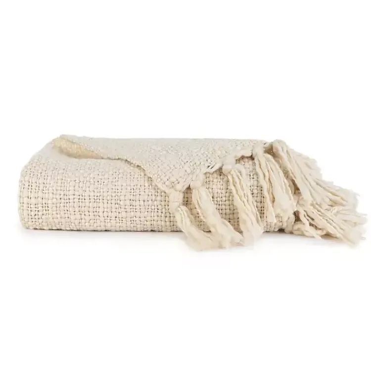 Hot Natural Slubbed Yarn Throw Blankets & Throws
