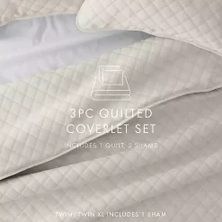 Kirklands Home Quilts|Natural Stitched Diamond 2-pc. Twin Quilt Set Ivory