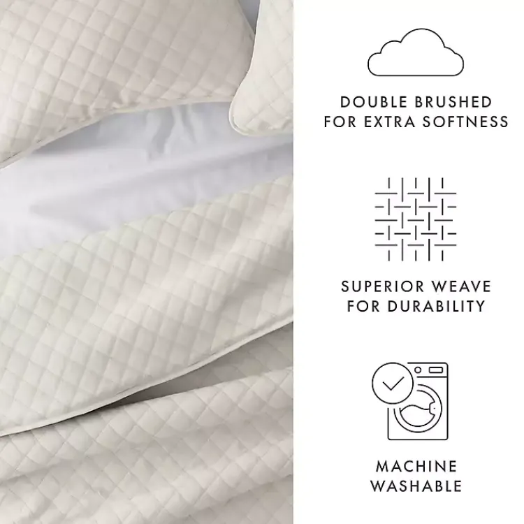 Kirklands Home Quilts|Natural Stitched Diamond 3-pc. Queen Quilt Set Ivory