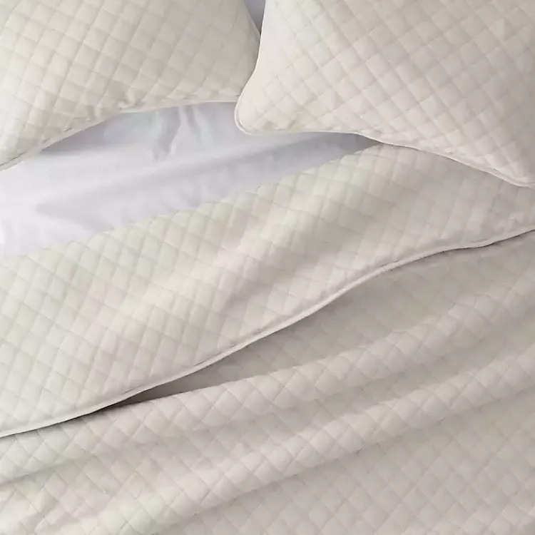 Kirklands Home Quilts|Natural Stitched Diamond 3-pc. King Quilt Set Ivory