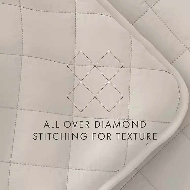 Kirklands Home Quilts|Natural Stitched Diamond 3-pc. King Quilt Set Ivory