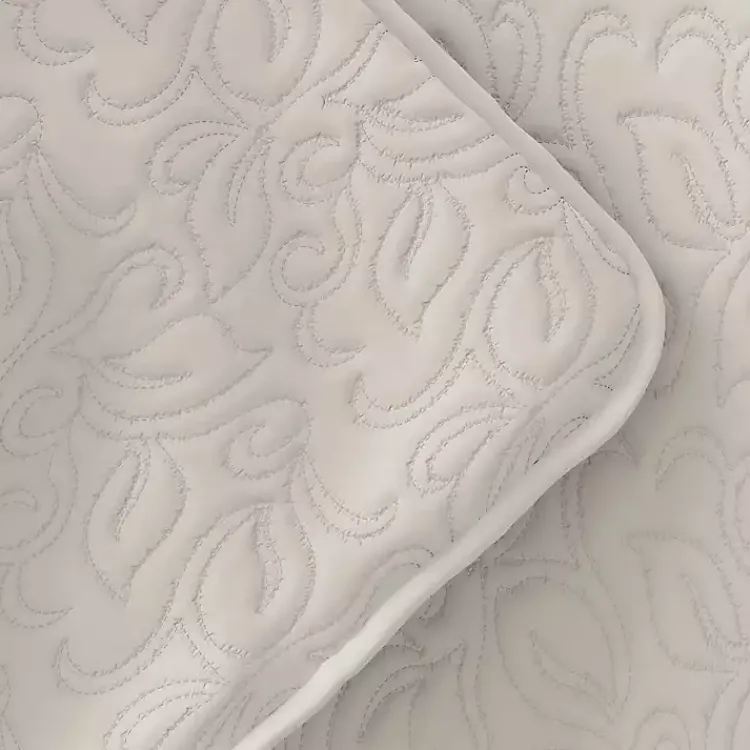 Kirklands Home Quilts|Natural Stitched Floral 3-pc. Queen Quilt Set Ivory