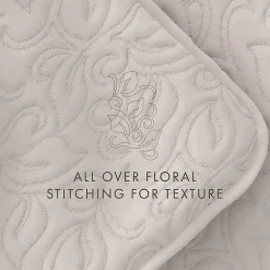 Kirklands Home Quilts|Natural Stitched Floral 3-pc. Queen Quilt Set Ivory