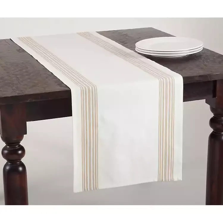 Kirklands Home Table Linens|Natural Striped Border Table Runner