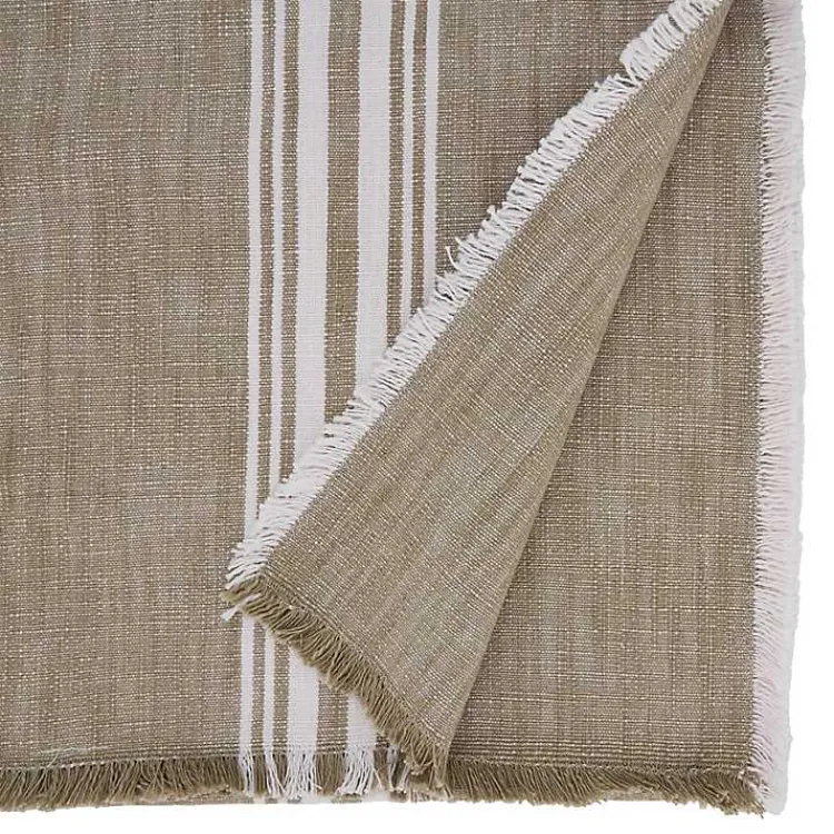 Kirklands Home Table Linens|Natural Striped Fringe Table Runner, 72 in. Tan