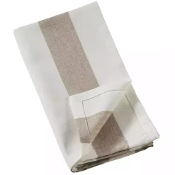 Kirklands Home Table Linens|Natural Striped Cotton Napkins, Set of 4 Tan