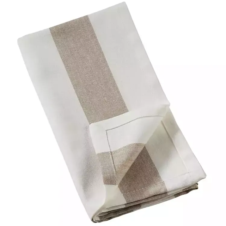 Kirklands Home Table Linens|Natural Striped Cotton Napkins, Set of 4 Tan