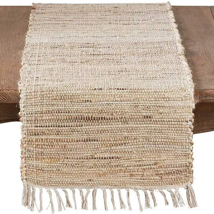 Kirklands Home Outdoor Dining|Natural Tasseled Chindi Outdoor Table Runner Tan