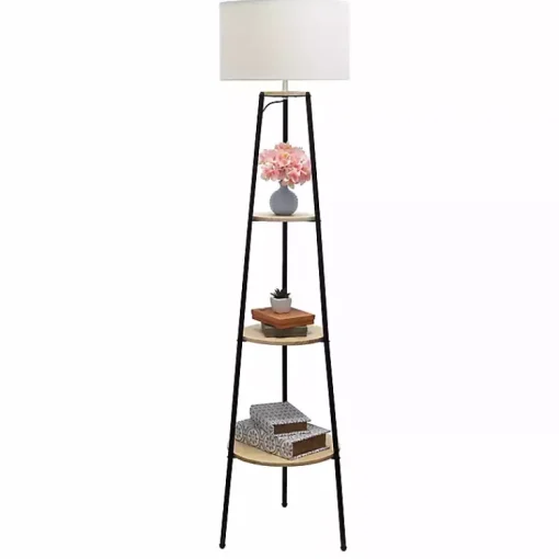 Kirklands Home Floor Lamps|Natural 3-Tier Tripod Floor Lamp