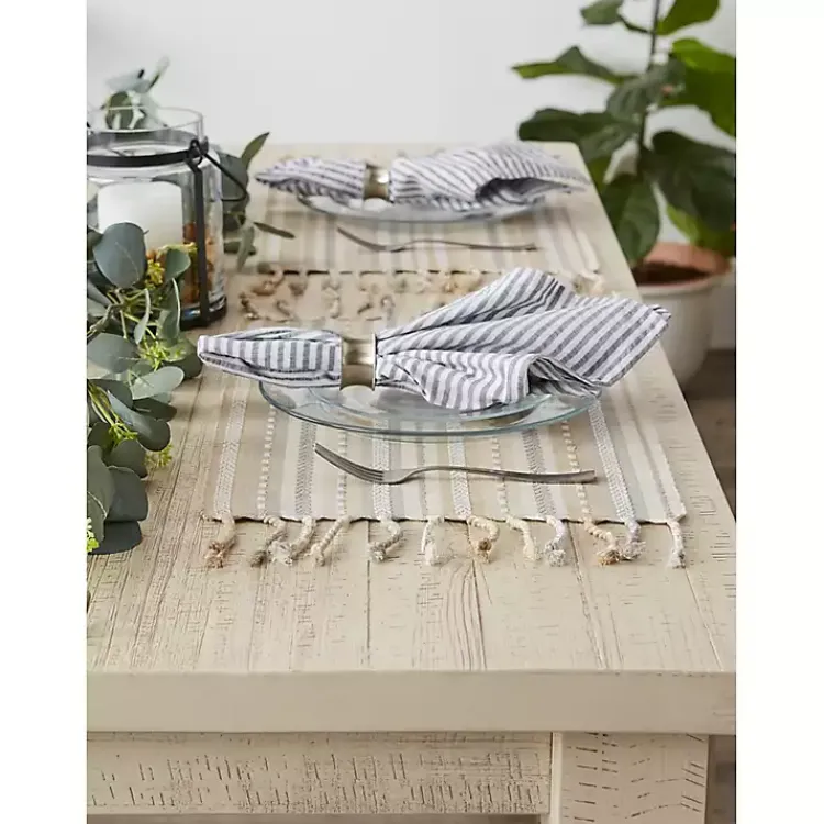 Kirklands Home Table Linens|Natural Tonal Stripe Placemats, Set of 6