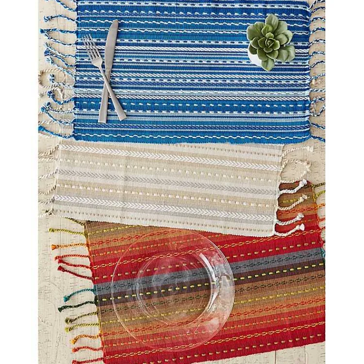 Kirklands Home Table Linens|Natural Tonal Stripe Placemats, Set of 6