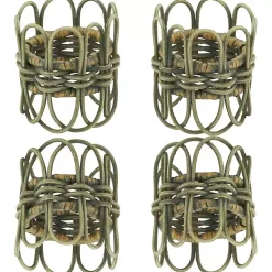 Kirklands Home Table Linens|Natural Twisted Rat Napkin Rings, Set of 4 Tan