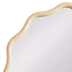 Kirklands Home Decorative Mirrors|Natural Wavy Scallop Round Wall Mirror Tan