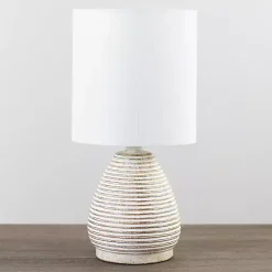 Kirklands Home Table Lamps|Natural Stripe Table Lamp White