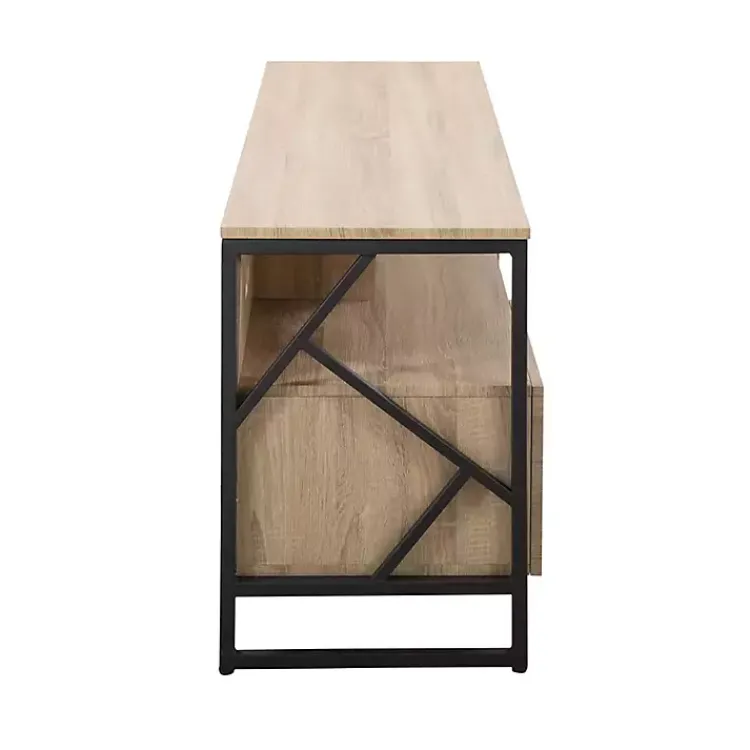 Kirklands Home Tv Stands & Media Consoles|Natural Wood and Black Steel Media Sd Tan