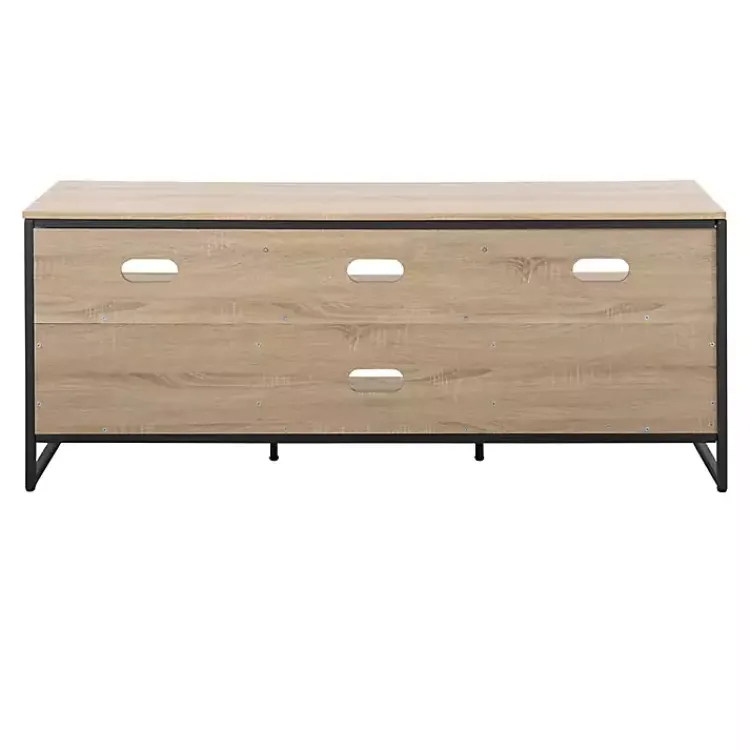 Kirklands Home Tv Stands & Media Consoles|Natural Wood and Black Steel Media Sd Tan