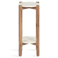 Kirklands Home Accent & End Tables|Natural Wood and Marble Moxley Accent Table