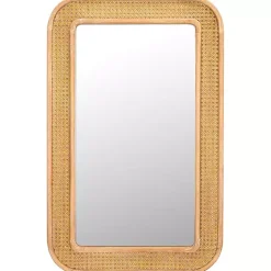 Kirklands Home Decorative Mirrors|Natural Wood and Rattan Alessa Wall Mirror
