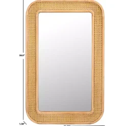 Kirklands Home Decorative Mirrors|Natural Wood and Rattan Alessa Wall Mirror