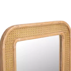 Kirklands Home Decorative Mirrors|Natural Wood and Rattan Alessa Wall Mirror