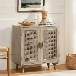 Kirklands Home Cabinets & Sideboards|Natural Wood and Rattan Carpinteria Cabinet Brown