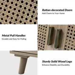 Kirklands Home Cabinets & Sideboards|Natural Wood and Rattan Carpinteria Cabinet Brown