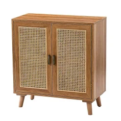 Kirklands Home Cabinets & Sideboards|Natural Wood and Rattan 2-Door Cabinet Brown