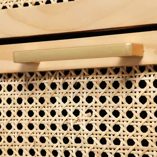 Kirklands Home Dressers & Chests|Natural Wood and Rat 3-Drawer Chest Tan