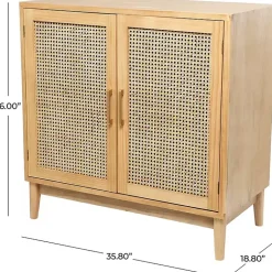 Kirklands Home Cabinets & Sideboards|Natural Wood and Rat 2-Door Storage Cabinet Tan
